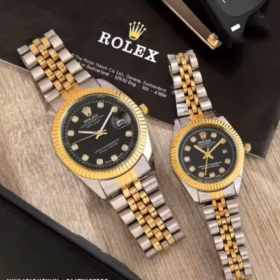 ساعت مچی زنانه و مردانه رولکس دیت جاست  باطری اضافی کد9268