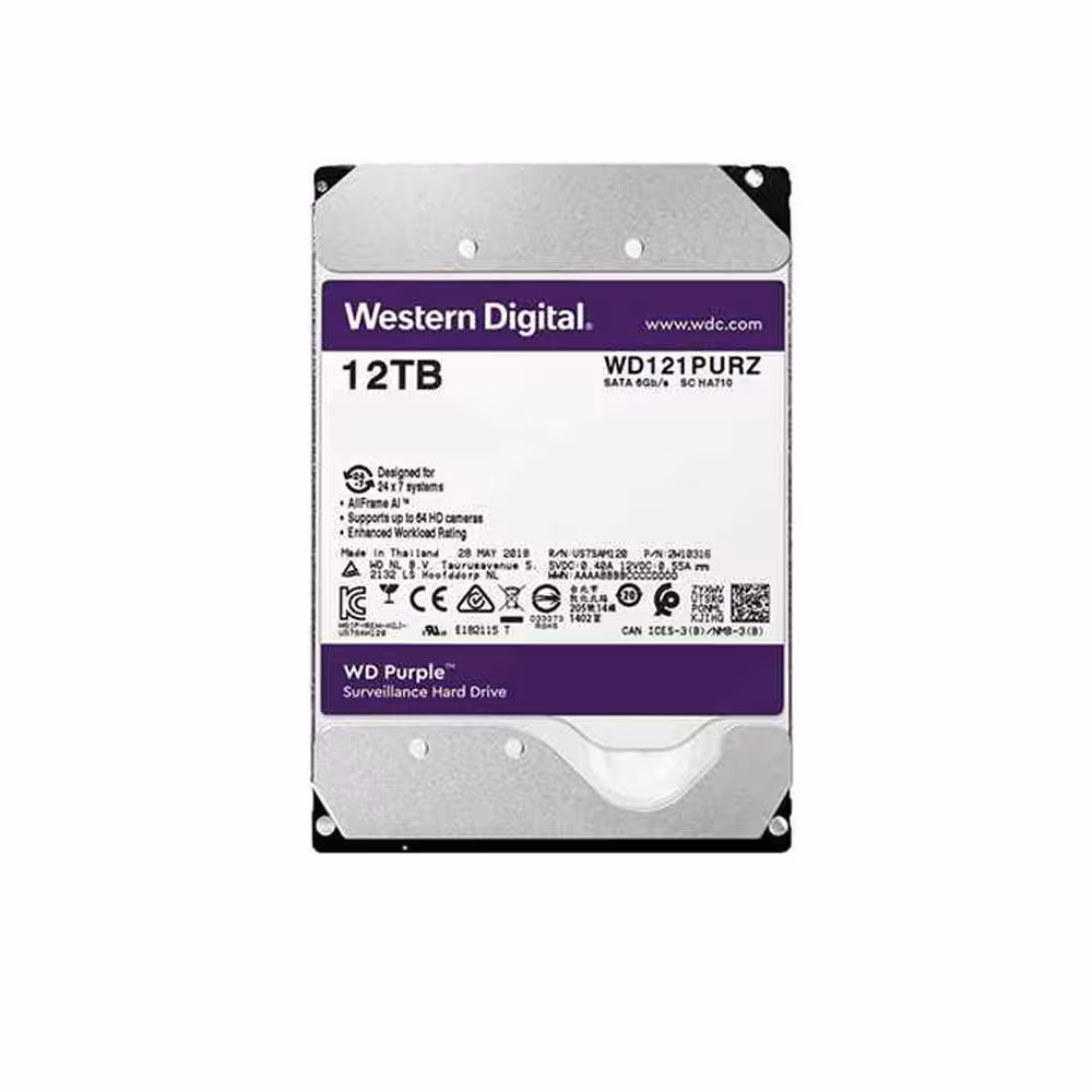 هارد اینترنال وسترن دیجیتال 12 ترابایت بنفش WD PURPLE 12TB