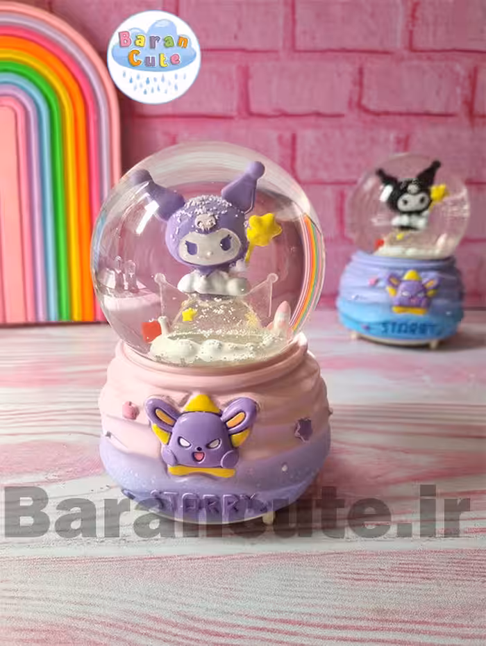 گوی موزیکال پمپی برفی چراغ دار سایز بزرگ طرح کورومی