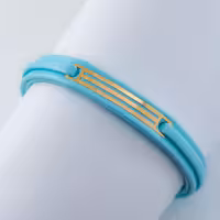 دستبند چرم آبی پلاک لیزری