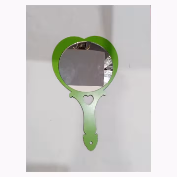 آیینه چوبی دسته دار قلبی رنگی