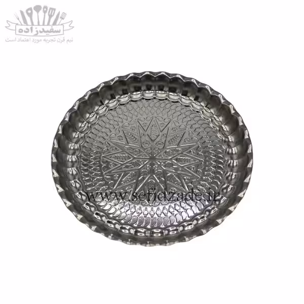 سینی استیل لب کنگره طرح لوزی سایز 29 سانتی 0/5