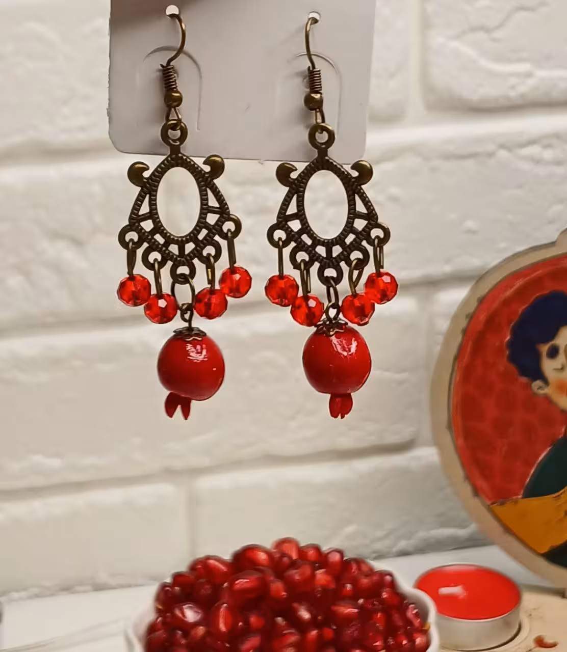 گوشواره برنزی کشکولی اویز دار