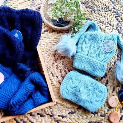 کلاه و شال گردن رینگی شیپوری مشکی