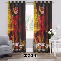 پرده سه بعدی طرح دختر کفشدوزکی
