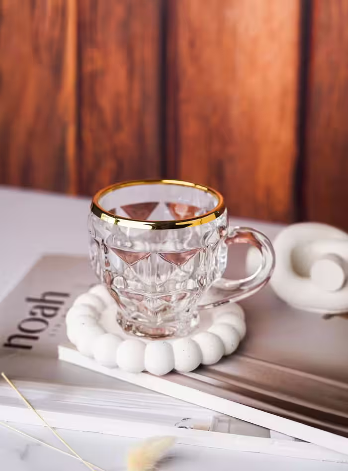 فنجان آکوامارین لب‌طلا