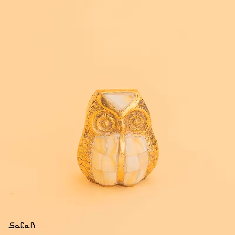 مجسمه جغد برنج و صدف 6467