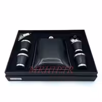 هیپفلاسک (قمقمه جیبی) 4شات مدل استیل با کیسه چرم کد L530437