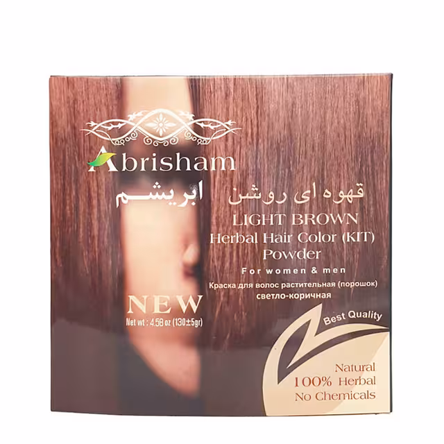 رنگ موی پودری گیاهی قهوه ای روشن ابریشم 130 گرمی