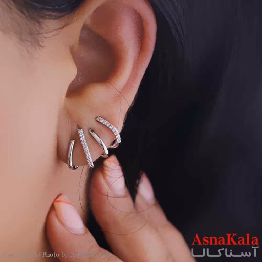 گوشواره ایرکاف چنگکی دخترانه نگینی استیل 316 کد GSH15635W