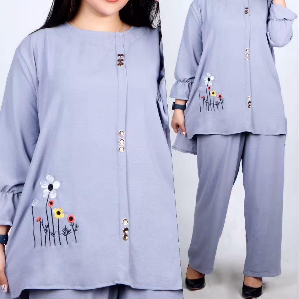 تونیک شلوار گلدوزی زیبا ابروبادی گرم بالا