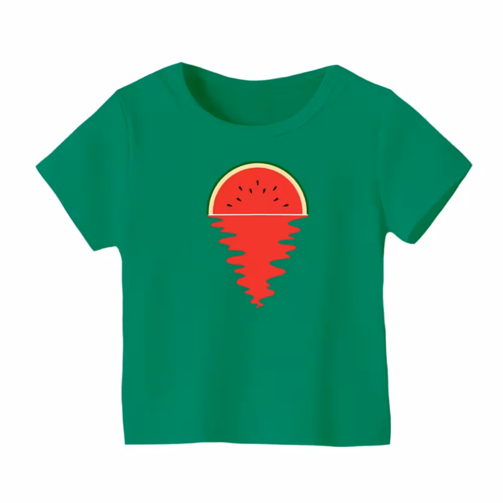 تی شرت آستین کوتاه بچگانه مدل هندوانه غروب کد 2 رنگ سبز