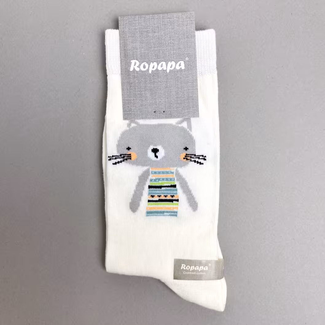 جوراب ساقدار کالزی لند طرح کتی سفید