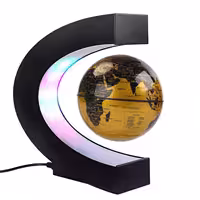 چراغ خواب و دکوری مغناطیسی گوی شناور طرح کره زمین ( زرد رنگ )