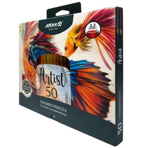 مداد رنگی 50 رنگ آرتیست آریا مقوایی