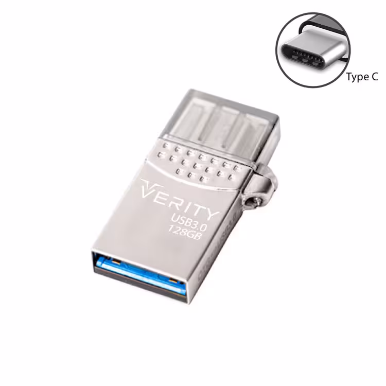 فلش 128 گیگ VERITY مدل USB3.0 O511 Type-C
