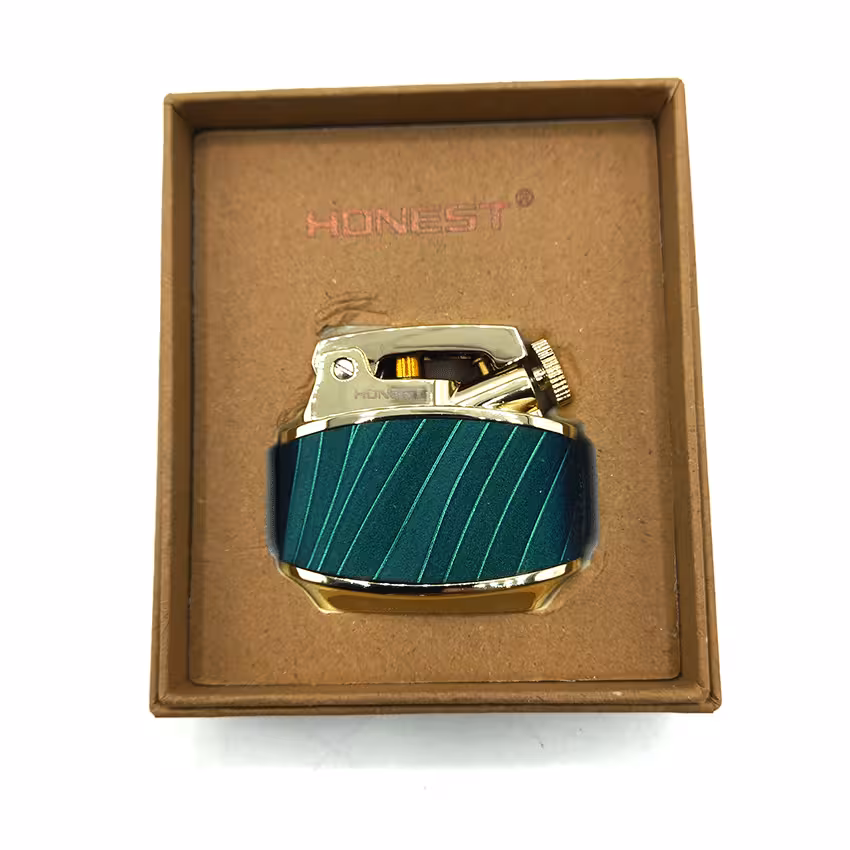 فندک بنزینی هانست سبز آبی مدل مخملی