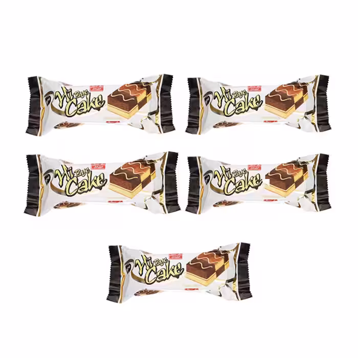 کیک لایه ای دو رنگ با کرم کاکائویی و وانیلی های بای شیرین عسل بسته 5 عددی