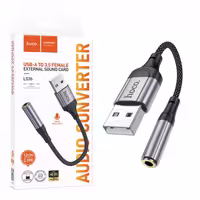 کابل تبدیل USB به جک 3.5 میلی متری (USB to Aux) هوکو مدل LS36 طول 0.12 متری