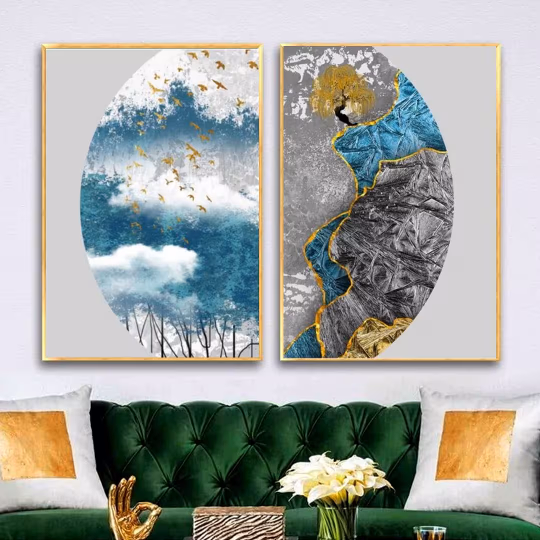 تابلو دکوراتیو فانتزی طرح کره زمین دوتکه