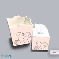 ست سطل و جا دستمال چوبی کودک طرح دوستان خرسی کد A3187