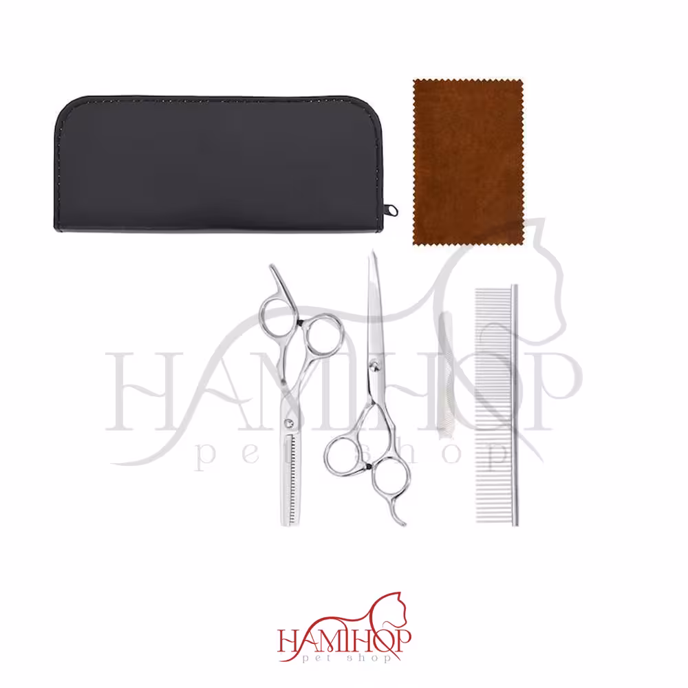 ست گرومینگ قیچی برای اصلاح سگ و گربه Thinning Shear Teeth Hair Scissors