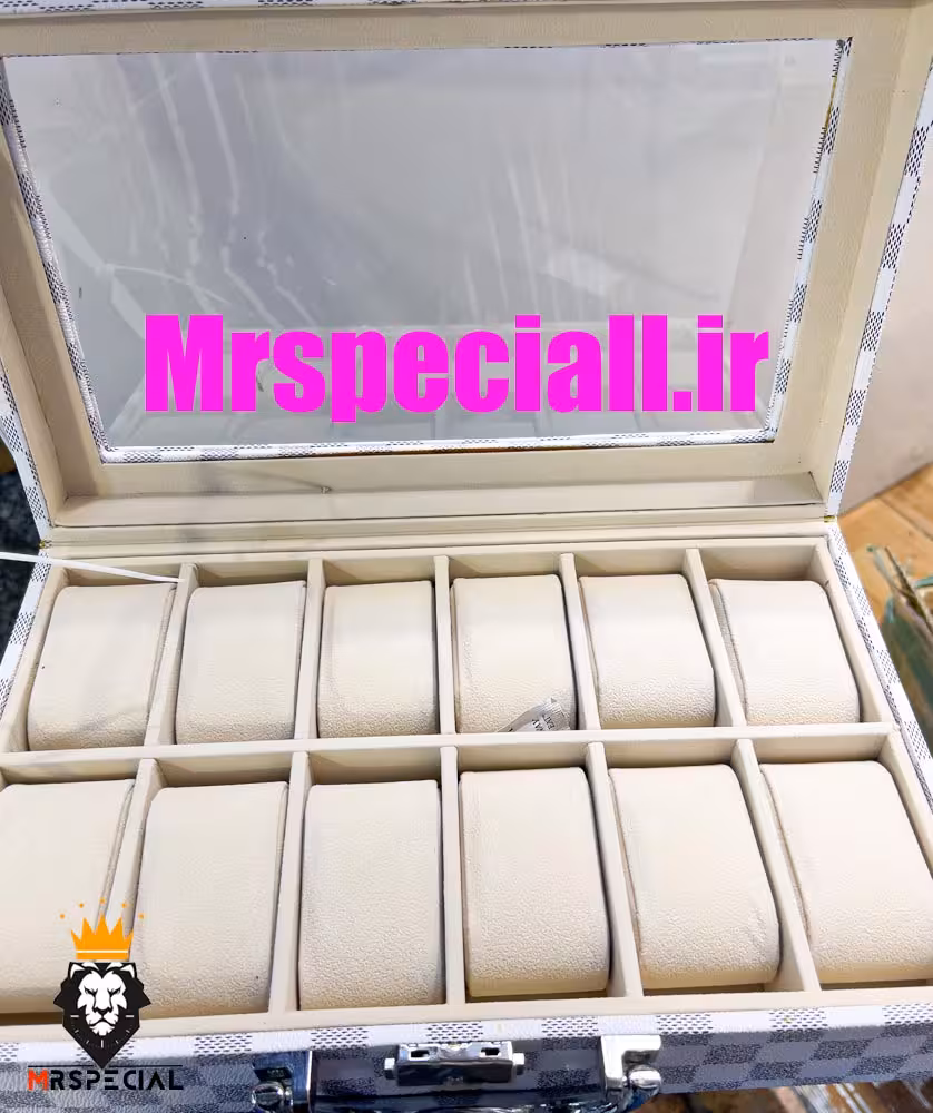 جعبه ساعت 12 تایی لویی ویتون وارداتی چرم دور دوخت 0036 WATCH BOX louis vuitton