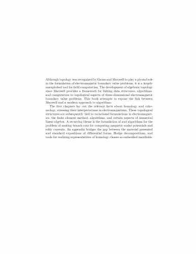 خرید و دانلود نسخه کامل کتاب Electromagnetic theory and computation: a topological approach