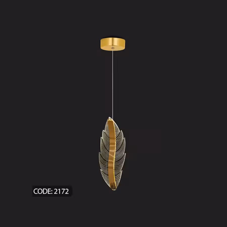 لوستر آویز کریستالی تک برگ سه حالته طلایی 2172