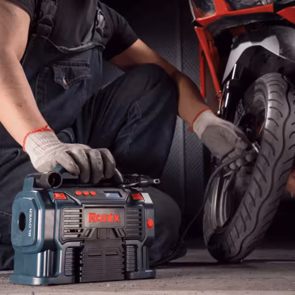 مینی کمپرسور باد سه کاره دیجیتال فندکی و برق شهری رونیکس کد 4261