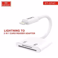 تبدیل لایتنینگ به کارت حافظه تبدیل مموری به اپل برای وصل کردن رم به گوشی ایفون مدل ارلدام Earldom ET-OT47 Lightning to 2 in 1 Card Reader Adapter Micro SD & SD