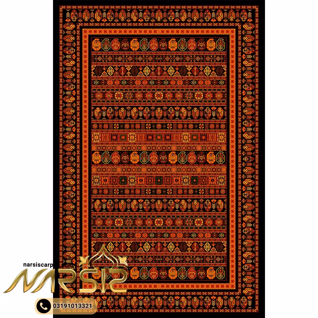 فرشینه ترکمن طرح خشتی رنگ قرمز کد 12