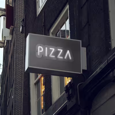 چراغ دیواری نئون دیزاین طرح Pizza-Text_WHT