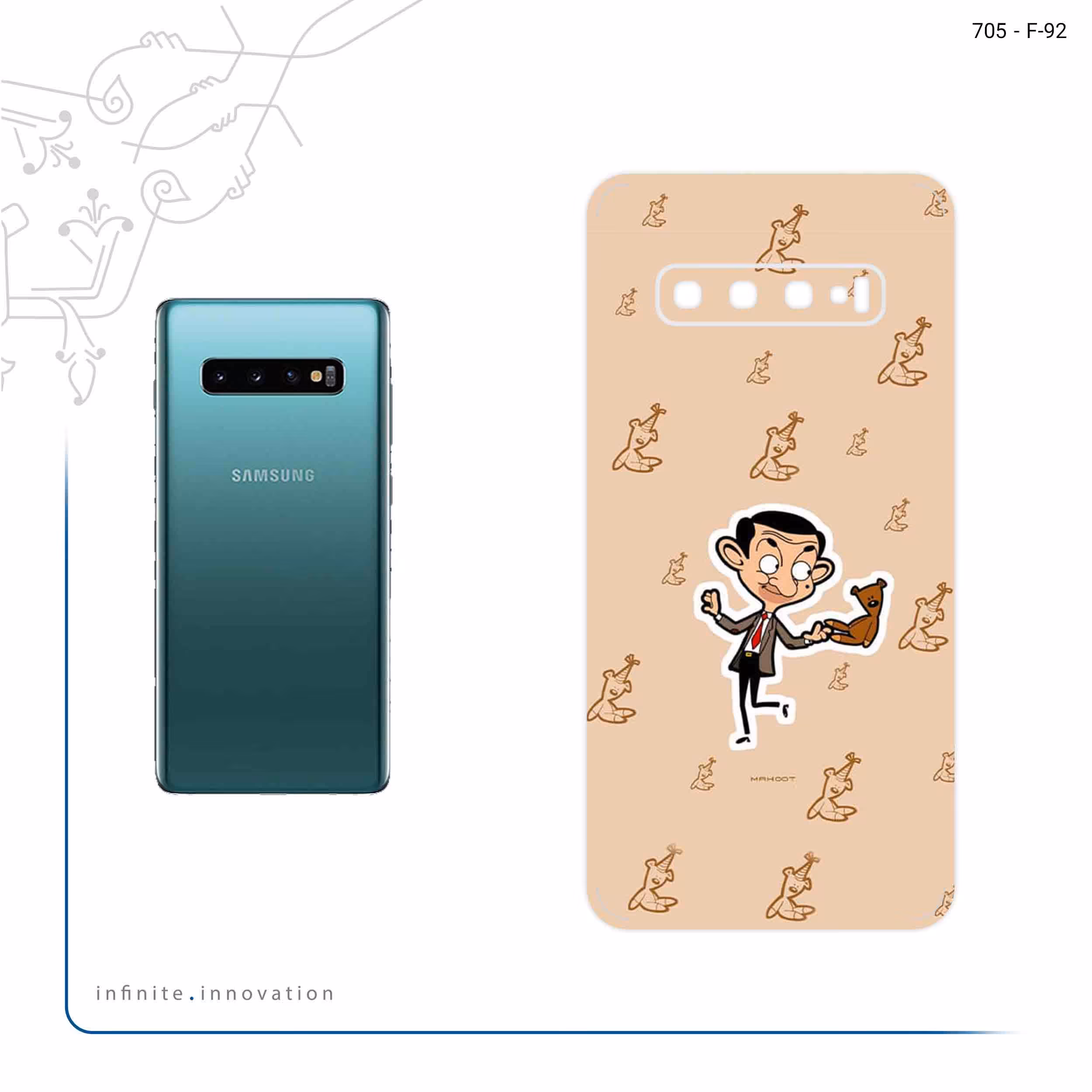 برچسب پوششی ماهوت مدل Mr.Bean مناسب برای گوشی موبایل سامسونگ Galaxy S10