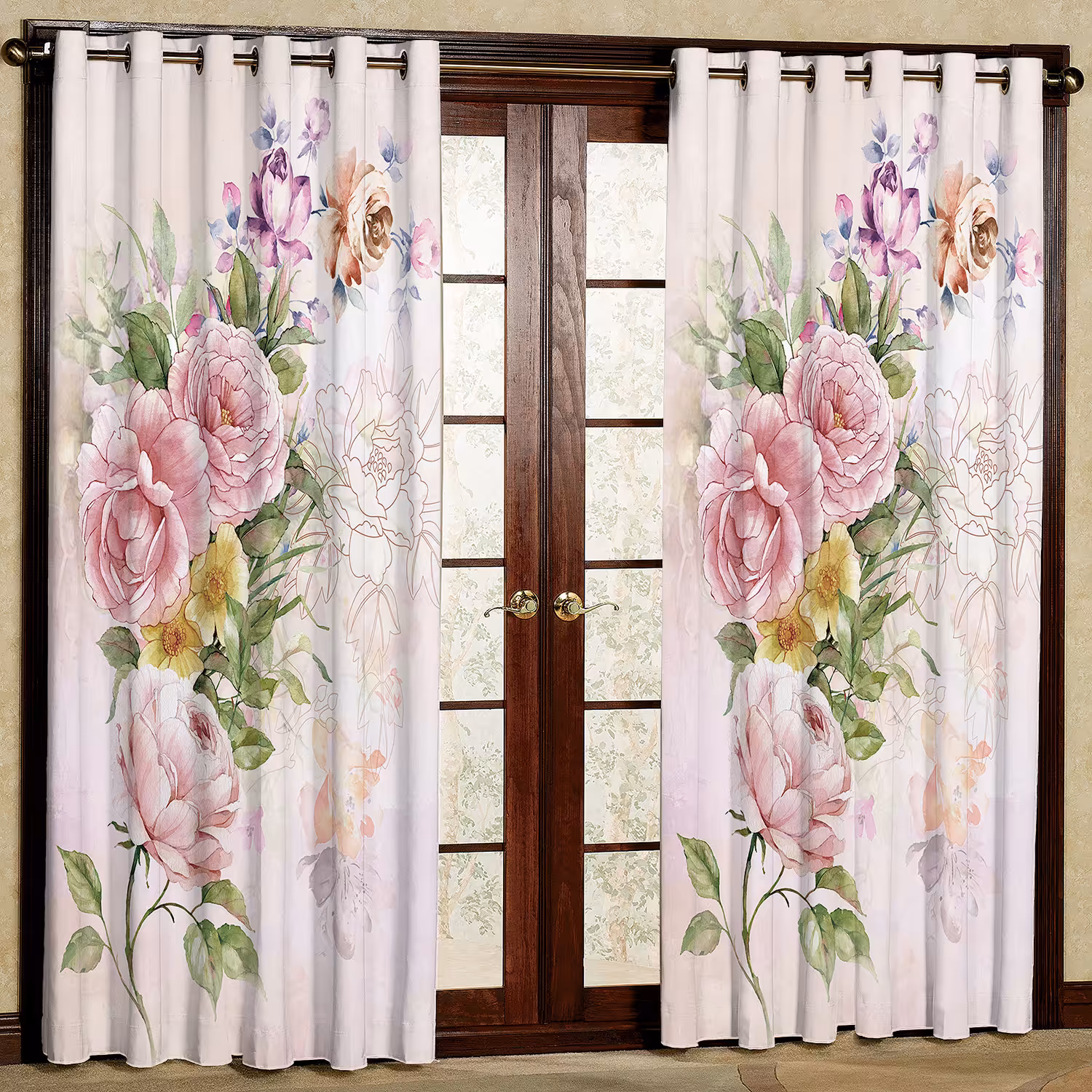  پرده مدل گل دار مخمل پانچی کد 535 سایز 140x280 سانتی متر