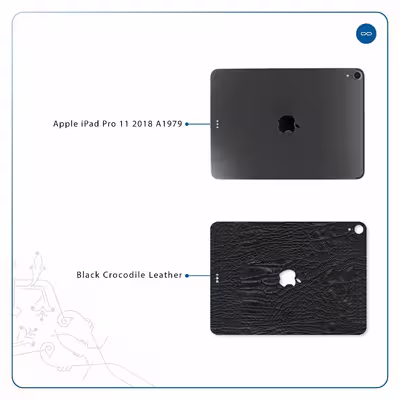 برچسب پوششی ماهوت مدل Black-Crocodile-Leather مناسب برای تبلت اپل iPad Pro 11 2018 A1979
