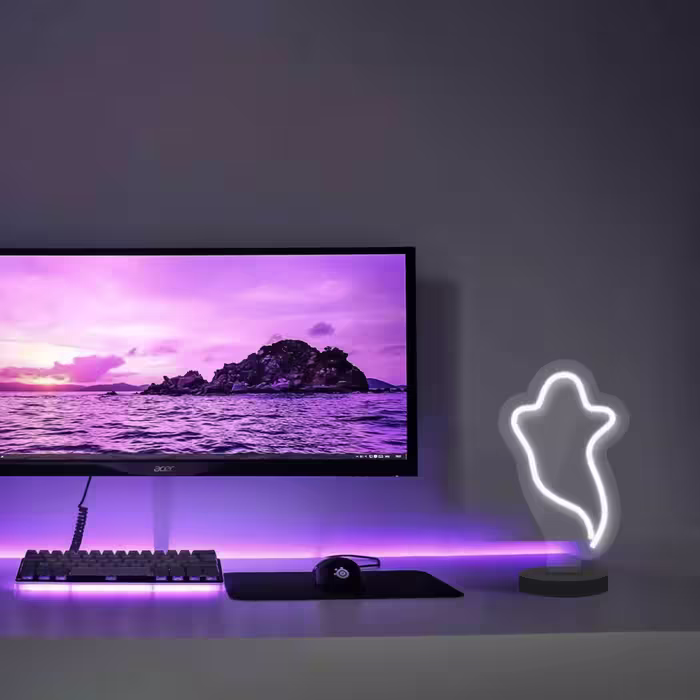 چراغ رومیزی مدل  ریموت دار GHOST-GL_WHT-GLASS