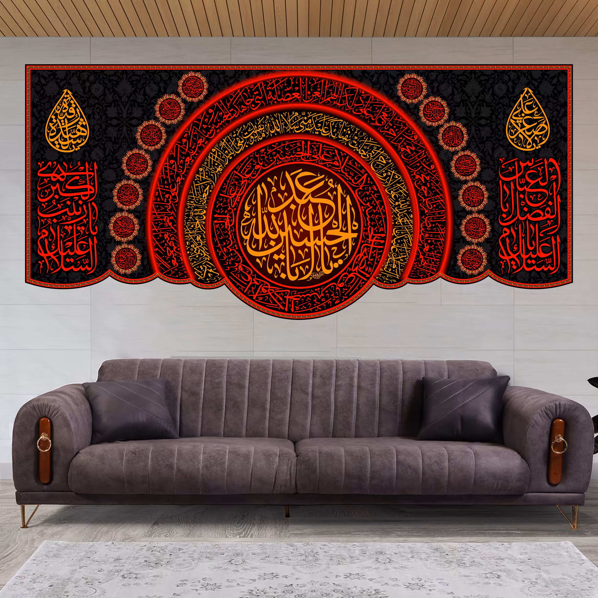 پرچم مدل کتیبه پشت منبری امام حسین(ع) کد 7696M