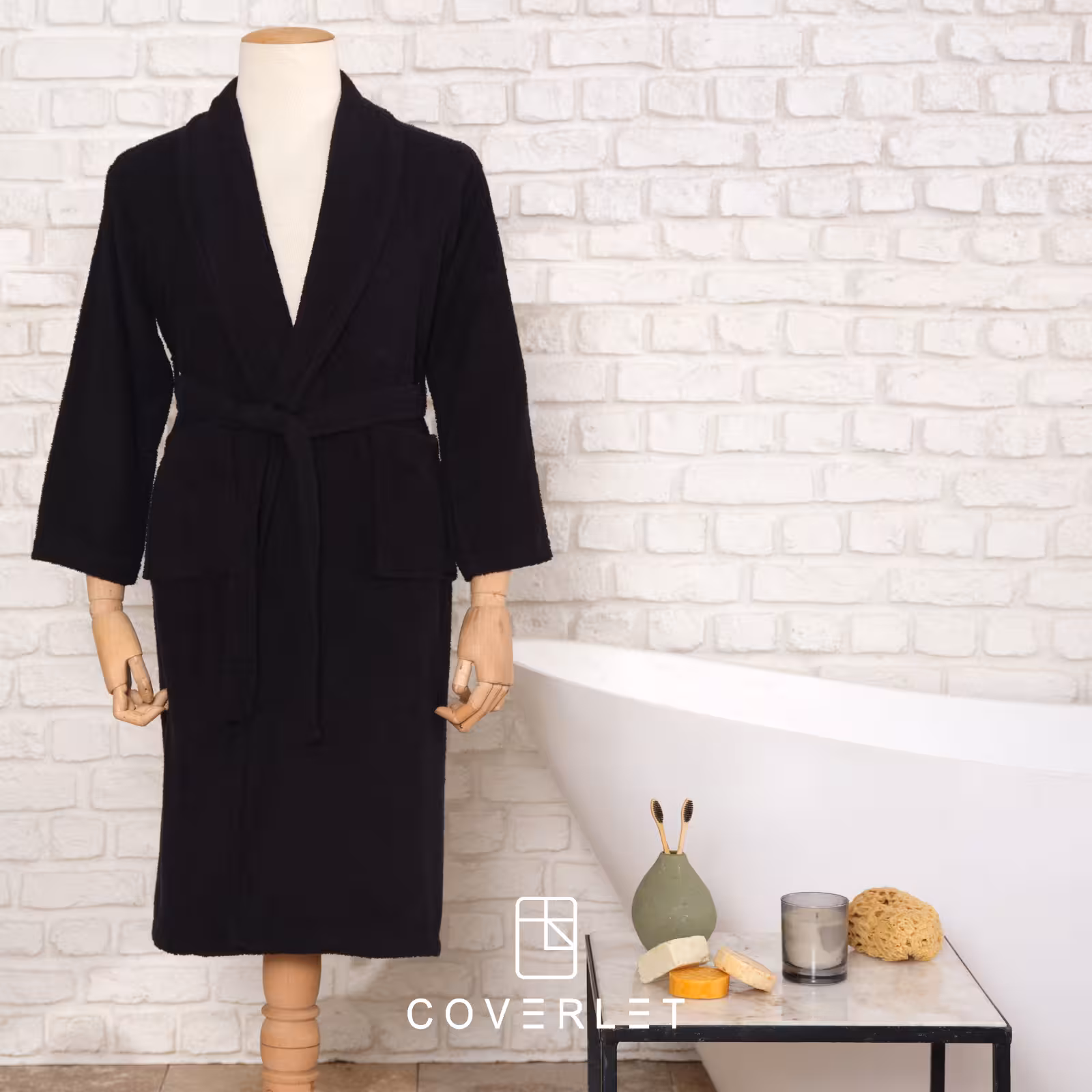 حوله تن پوش مردانه و زنانه مشکی مدل Daily Soft