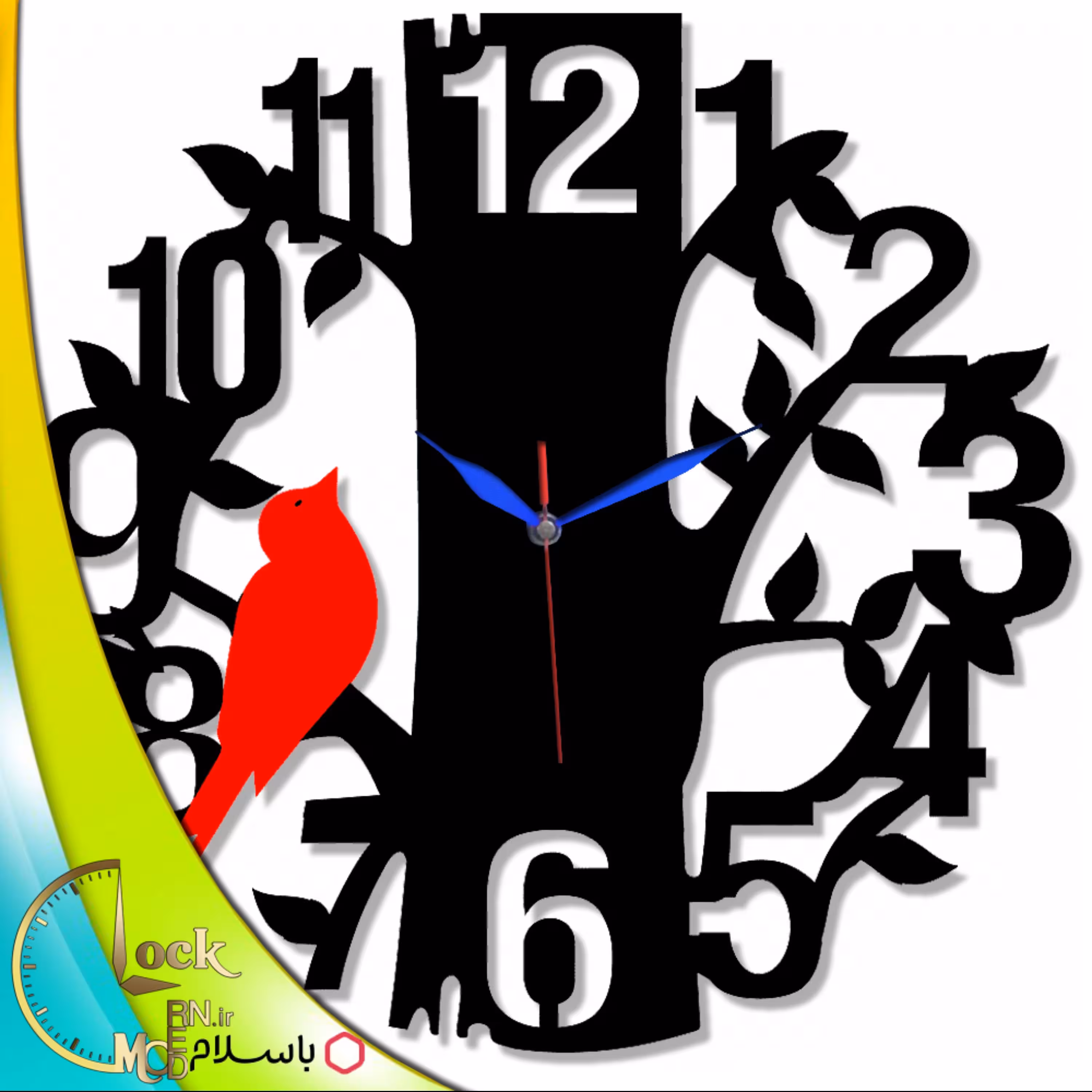 ساعت دیواری طرح پرنده کد 565