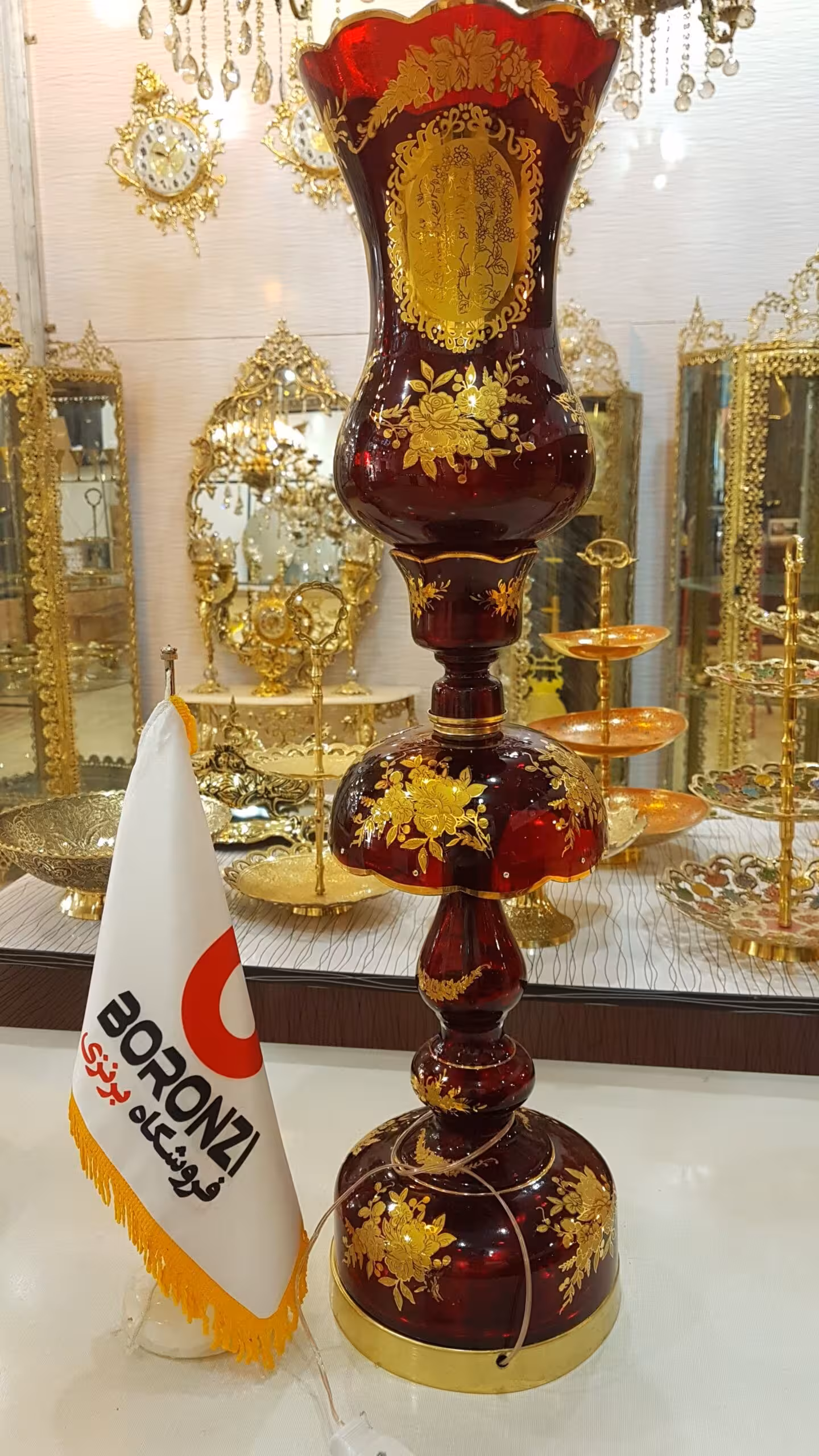 شمعدان طلاکوب بزرگ