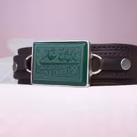 دستبند خطی زنانه عقیق سبز علی مع الحق (کد 1230)