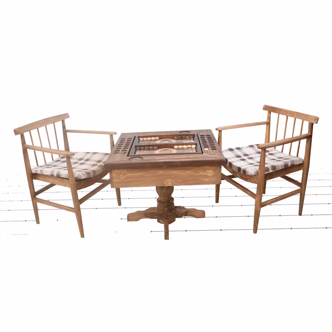 میز تخته نرد مربع با صندلی سلین با تخته نرد