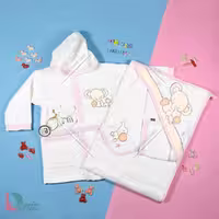 حوله نوزادی M-baby طرح فیل رنگ سفید صورتی