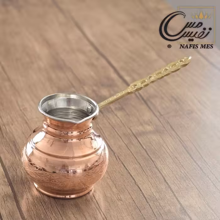 قهوه جوش مسی طرح دیبا ( دسته برنجی )