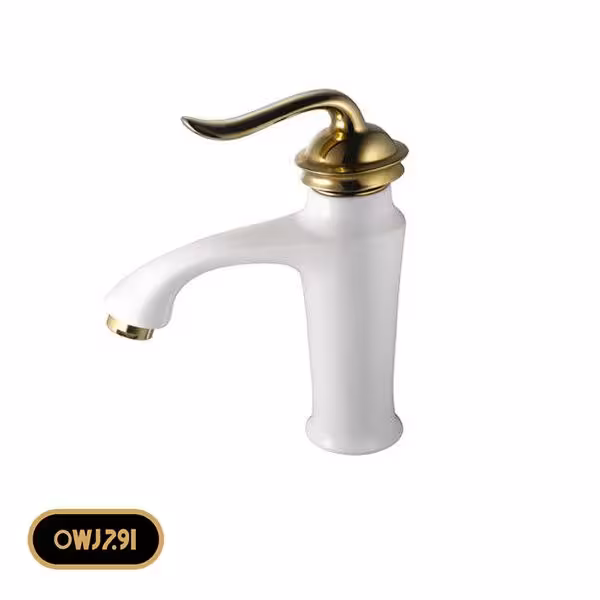 شیر روشویی اوج مدل رامیلا سفید طلایی