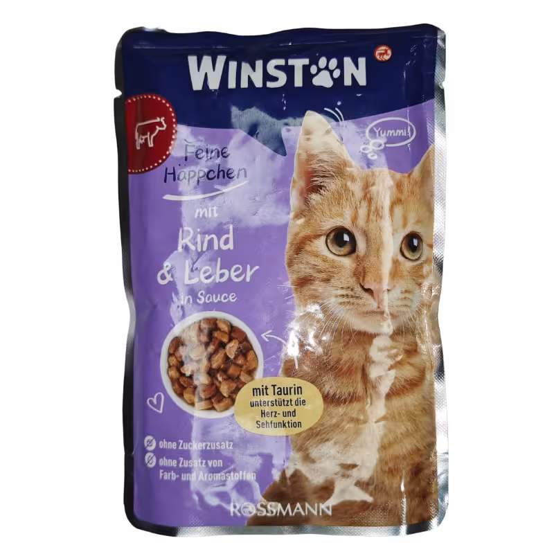 پوچ گربه وینستون با طعم گوشت گاو و جگر وزن 100 گرم