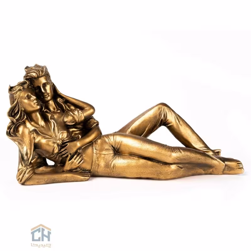 مجسمه زن و مرد خوابیده طرح برنز گلدکیش مدل 1-4543