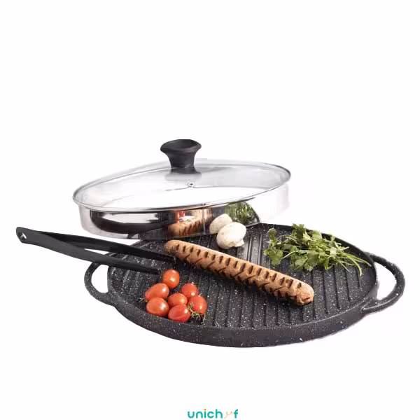 تابه گریل چدن بیضی بدون چوبUN-6011