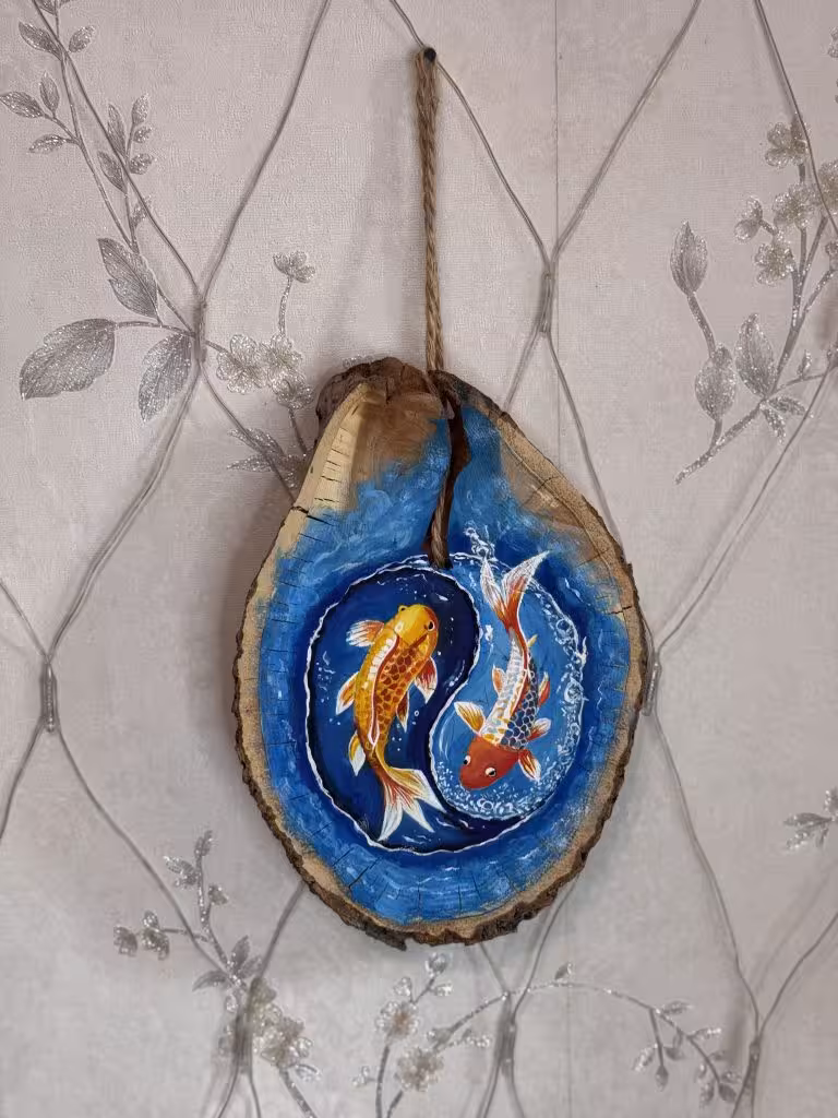 دیوارکوب چوبی طرح ماهی